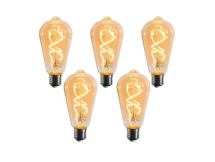 Lot de 5 ampoules LED à filament spirale dimmables E27 ST64