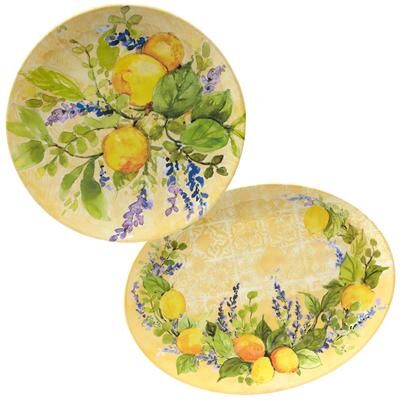 Certified International Lemon Zest 2-piece Melamine Platter Serving Set