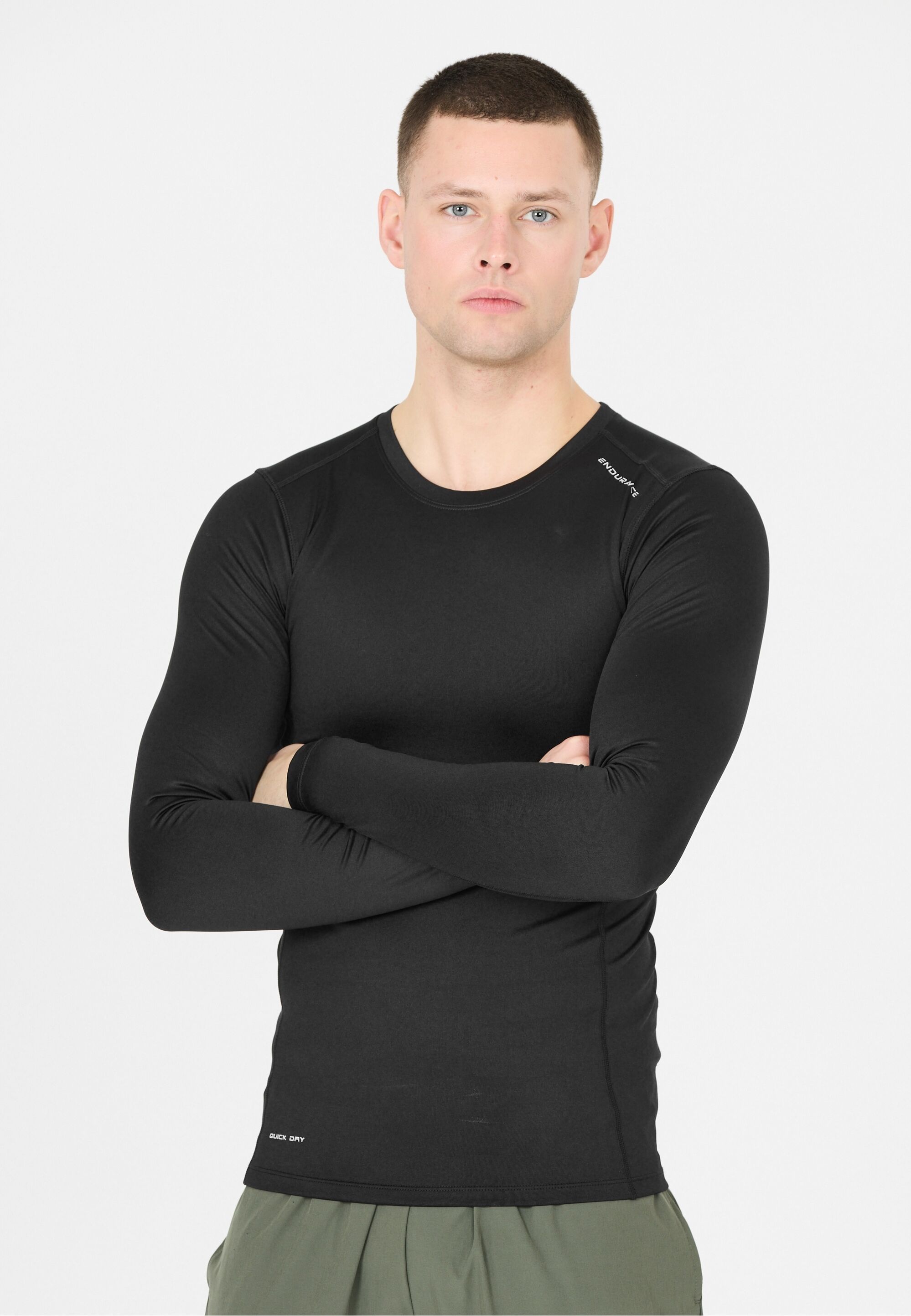 Langarmshirt ENDURANCE "Power", Herren, Gr. S, schwarz, 90% Polyester, 10% Elasthan, unifarben, normal, Rundhals, Shirts Langarmshirt, mit Temperatur- und Feuchtigkeitsregulierung
