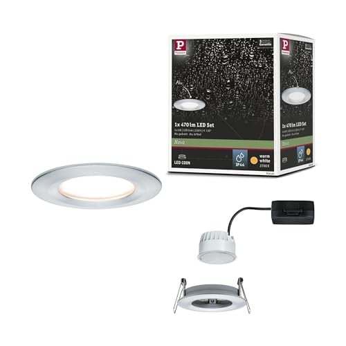 Paulmann Nova LED inbouwspot, ronde aluminium badkamer- en keukenverlichting, zilver, 6W, IP44