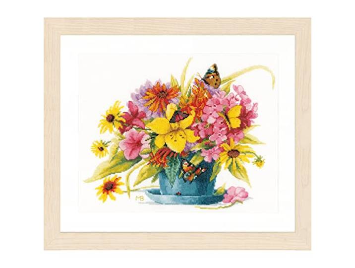 LANARTE Borduurpakket Kruissteek Schilderij KLEURENPERFECTIE Handwerkpakket voor Wanddecoratie 37 x 31 cm Borduurwerk met Telpatroon DIY Kit Moderne Kruissteek Cadeau Knutselen Voor Volwassenen
