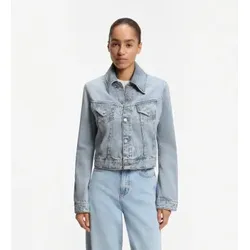 BOSS für Damen. 50564451 Blaue Trucker-Jacke (L), Lässig, Baumwolle