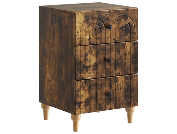 LMTYOENFG Nachttisch mit 3 Schubladen 43x41x66,5 cm Geräucherte Eiche Eleganter Beistellschrank fürs Schlafzimmer, schafft geordneten Stauraum und fügt sich flexibel in Wohnräume ein.