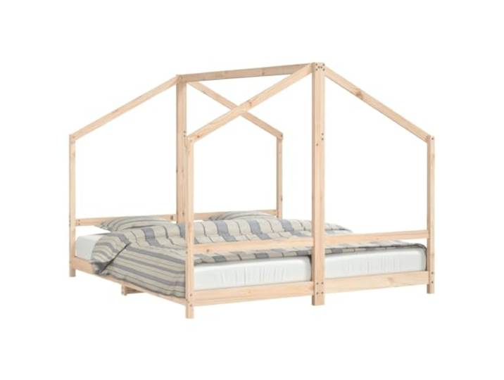 FDSAQOPT 2x90x200 cm Massivholz Kiefer mit Lattenrost Massives Kiefernholz, Sperrholzlatten, geringe Einstiegshöhe, Bettvorhang-Rahmen, Lattenrost inklusive, Matratze separat