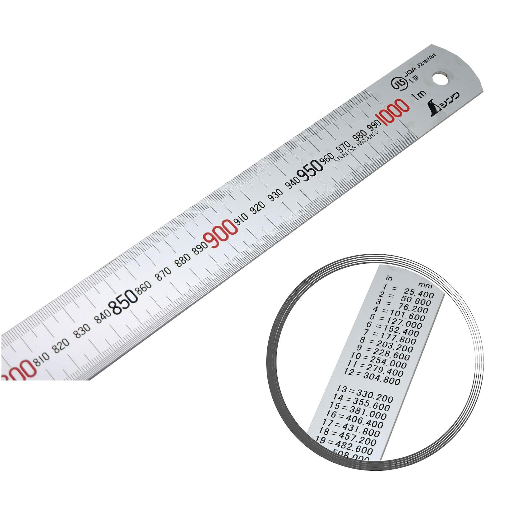 Shinwa 13048 Lineal aus Edelstahl 100 cm - mit 0,5mm Skala