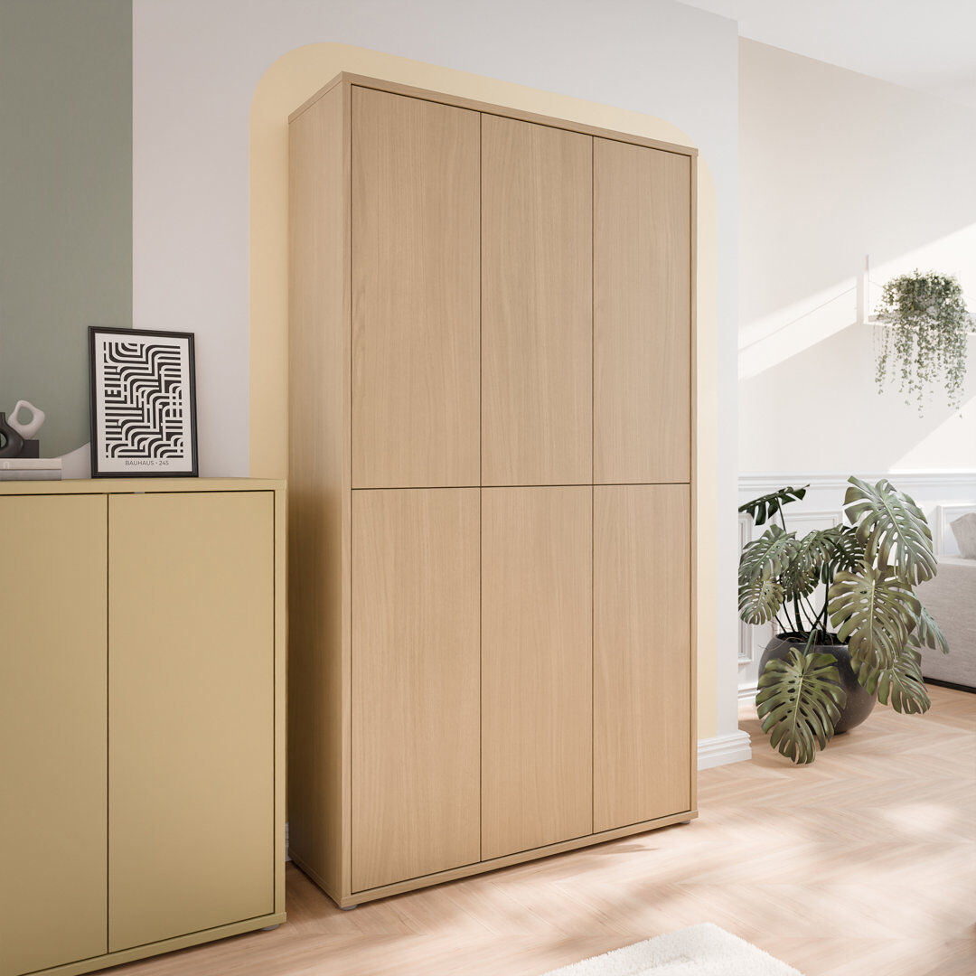 Ebern Designs Rylon 24 Pair Shoe Storage Cabinet Elegancia Oak 24