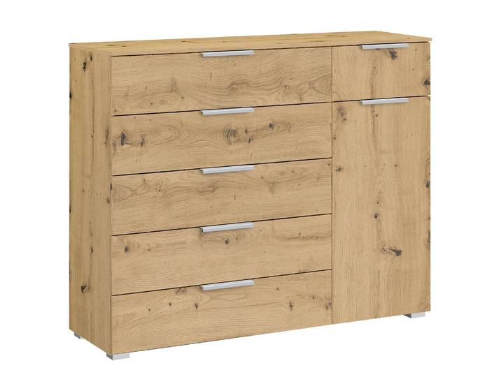 Commode x6+1 120 x 100 x 42cm Marron/Imitation chêne Artisan Aluminium