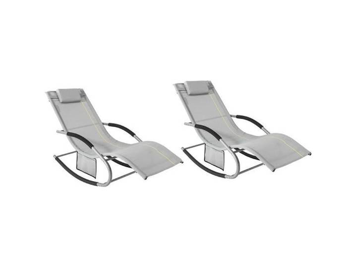 Lot de 2 Chaises Longues Pliables - SoBuy - OGS28-HGx2 - Bain de Soleil Ergonomique Relax – Fauteuil Extérieur Gris