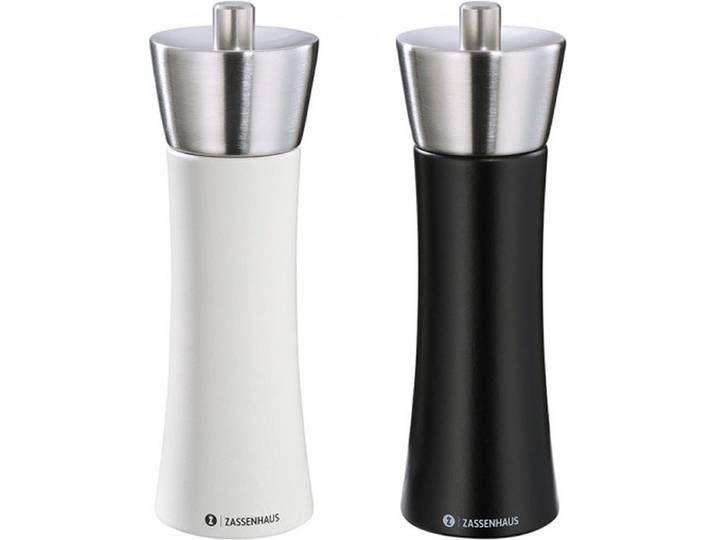 Zout- en pepermolen Zassenhaus Augsburg - 18cm - Zwart Wit - Set