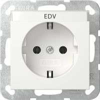 Steckdose Schutzkontakt Typ F 16 Ampere 250 Volt mit Beschriftungsfeld weiß, Retail