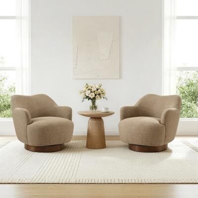 Spruce & Spring Modern Upholstered Swivel Accent Chair with Wood Base