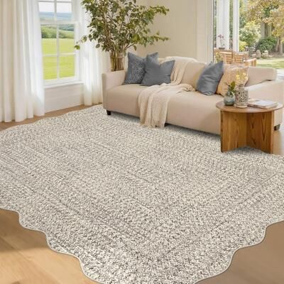 Garvee Scalloped Braided Printed Area Rug