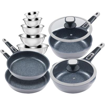 Pfannen-Set KING "Moonscape", grau, Ø:28cm, Pfannen, Induktion, Moonscape-Beschichtung,inkl. 5 Schüsseln