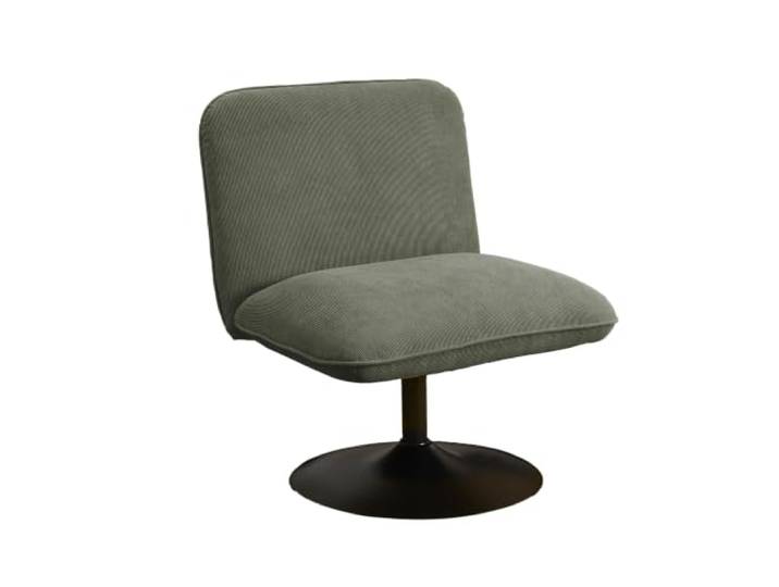 HOME DECO FACTORY Fauteuil Pivotant Jules Velours Côtelé 360° Vert Polyester\, fauteuil pivotant Jules\, velours côtelé\, rotation 360°\, pied fer rond\, salon\, vert