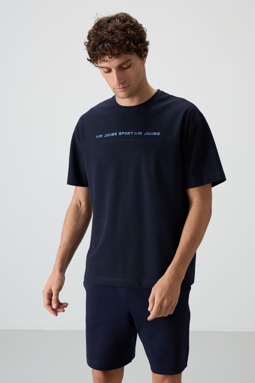 Oversized Rundhals T-Shirt mit Print