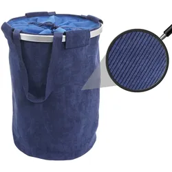 Wäschesammler MCW-C34, Laundry Wäschekorb Wäschesack Wäschebehälter mit Kordelzug, Henkel 55x39cm 65l ~ cord blau