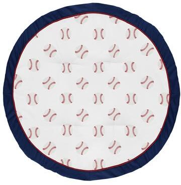 Sweet Jojo Designs Red, White and Blue Baseball Patch Sports Collection Baby Tummy Time Playmat - Red, White, Navy Blue and Grey
