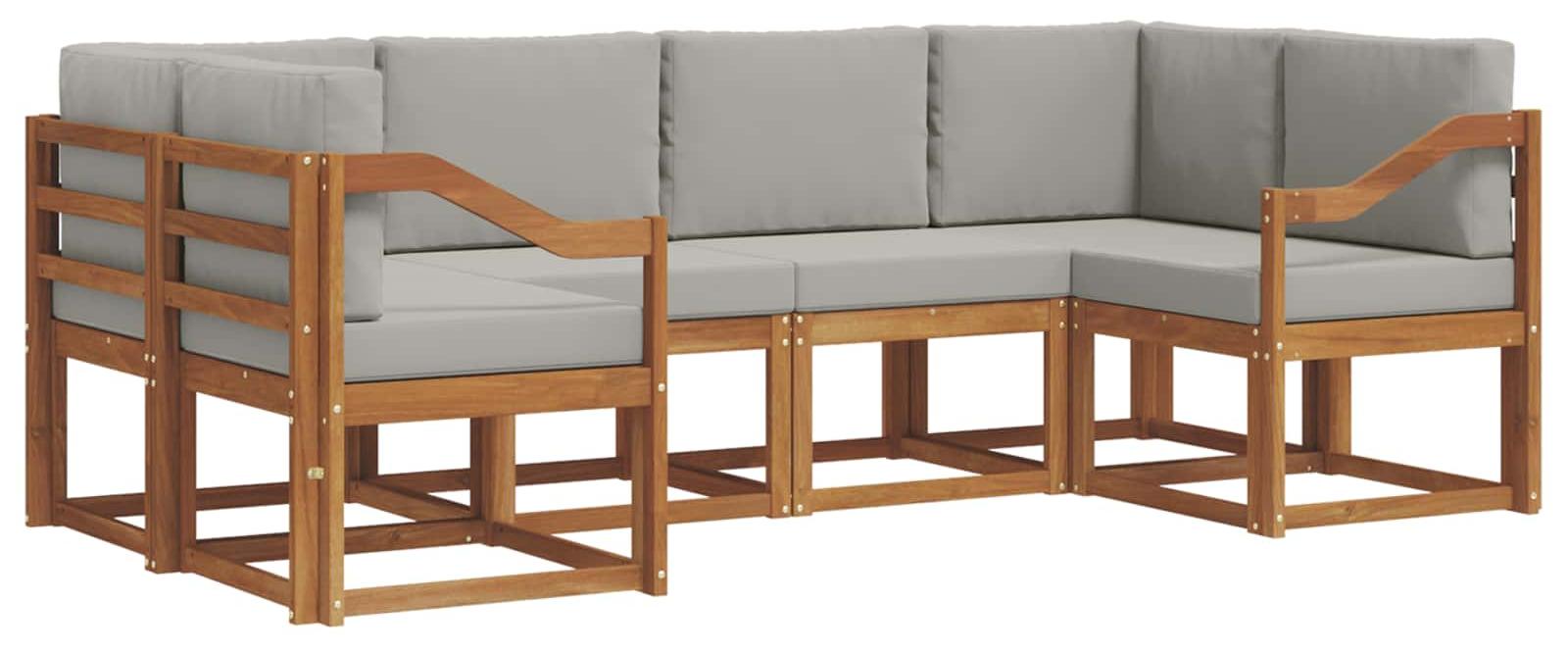 Outdoor-Sofagarnitur mit Kissen 6 pcs Natürlich und Hellgrau
