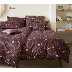 Elegante Mako-Jersey Bettwäsche Sorbet - 155x220 cm + 40x80 cm	beere