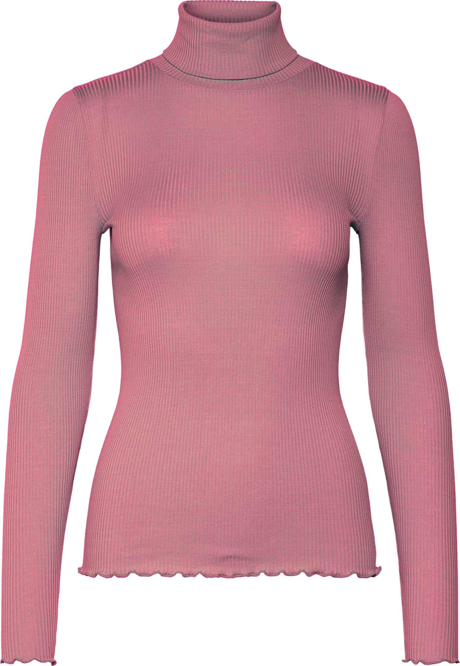 Rollkragenshirt ROSEMUNDE "Beatha silk shirt mit Seide", Damen, Gr. S, rosa (nostalgia rose), Strick, Obermaterial: 55% Seide, 45% Baumwolle, unifarben, figurbetont hüftlang, ohne Ausschnitt, Shirts Rollkragenshirt, mit langen Ärmeln, gewellter Saum, Seid