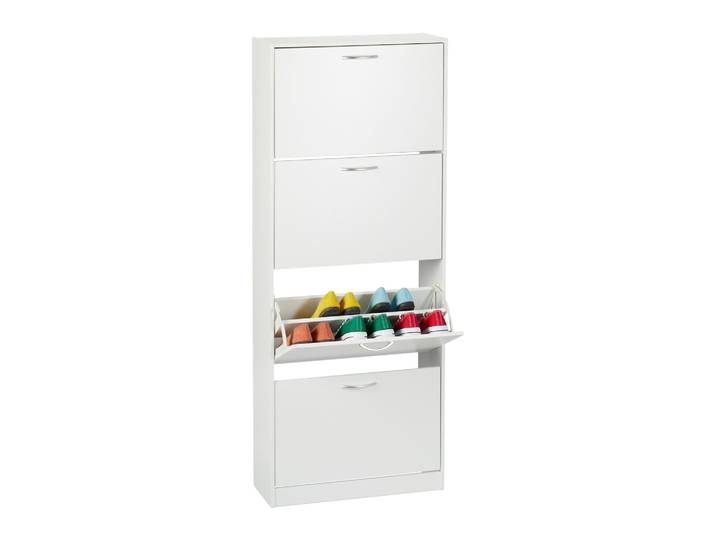 Schuhschrank Kipper Weiss-Silber