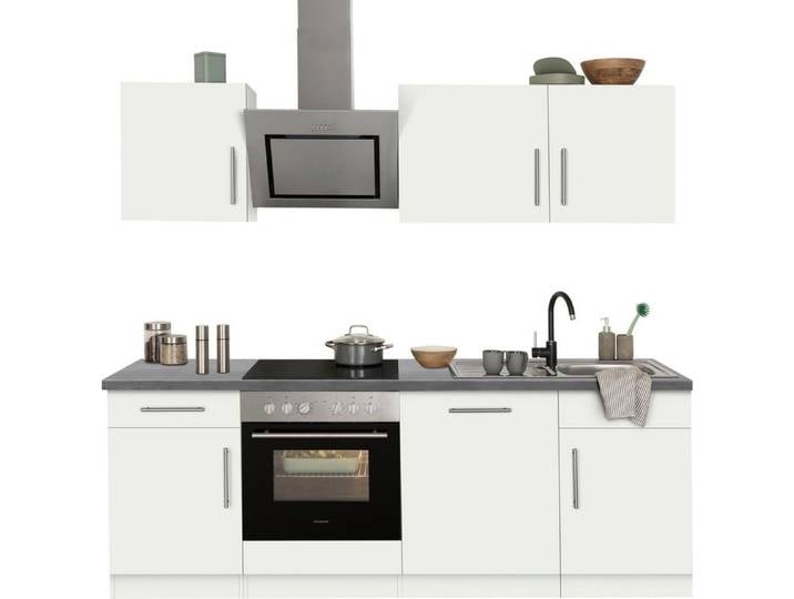 wiho Küchen Küchenzeile Cali - Küche mit E-Geräten - Komplett Set, Breite 220cm, Küche mit Hanseatic E-Geräten