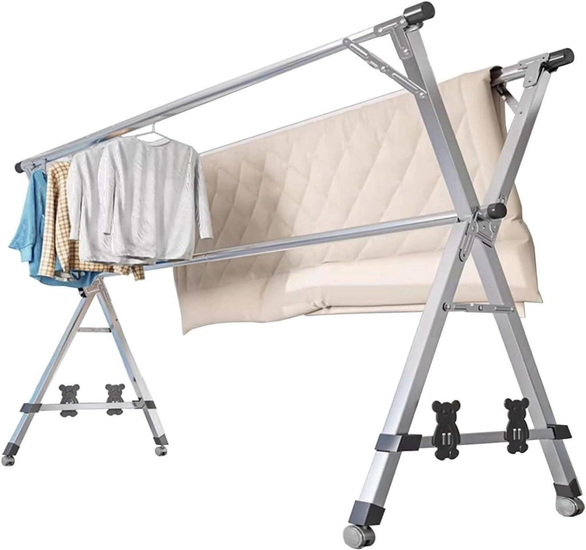 Inklapbaar RVS droogrek voor kleding, 240 cm, zilver