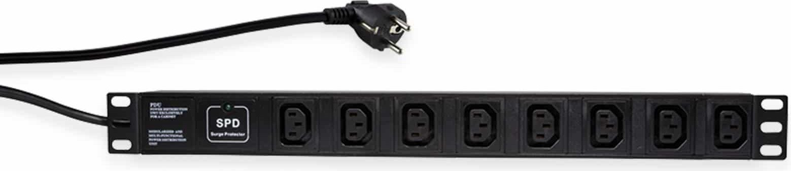 LogiLink PDU8A01 19 inch stekkerdoos met 8 IEC320 aansluitingen, zwart