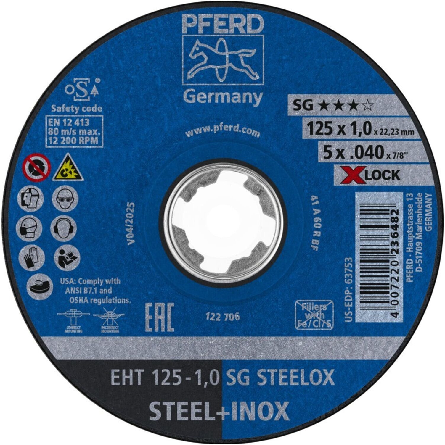 Pferd Trennscheibe SG X-LOCK STEELOX 125x1mm (61341113)