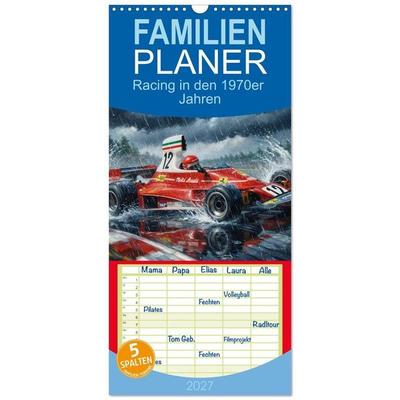 Familienplaner 2027 - Racing in den 1970er Jahren mit 5 Spalten (Wandkalender, 21 x 45 cm) CALVENDO