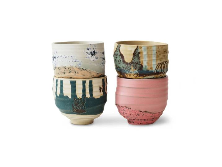 HKliving - Artist Kaffeebecher, 250 ml, mehrfarbig (4er-Set)