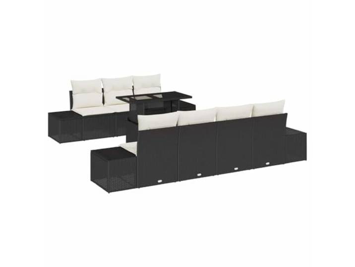 ZQQLVOO Sofa Set 8 STK. Schwarz Creme Poly-Rattan Modulares Design, verstellbare Tischplatte, Stahlrahmen, Sicherheitsglas, Aufbewahrungstasche, einfache Pflege