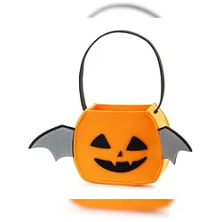 PartyDeco Kürbis Tasche für Süßigkeiten 18x8x35cm Filz - Süßes oder Saures Sammeltasche Kürbistasche Halloween Kindergeburtstag Fasching Beutel Orange