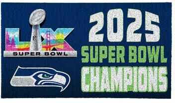 Evergreen 28 in. x 16 in. Seattle Seahawks Super Bowl 60 Turf Door Mat