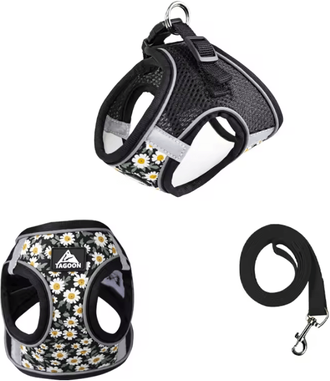 Inspire Curations Reflective Escape Proof Cat Harness & Leash Set Cat Harness And Leash For Safe Outdoor Adventures black xl(7.5 11kg)