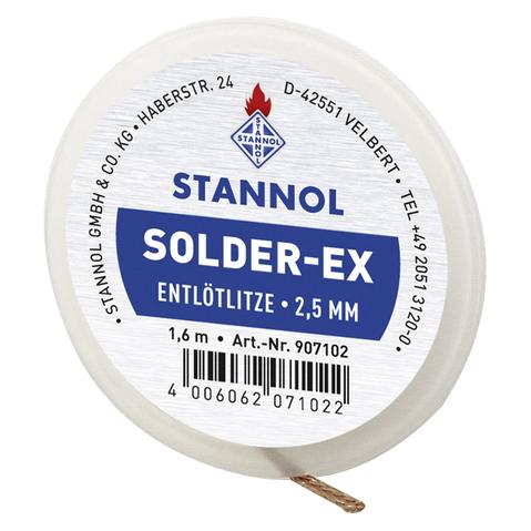 Stannol Solder Ex Entlötlitze Länge 1.6 m Breite 2.5 mm Flussmittel getränkt (Entlötlitze) (907102)