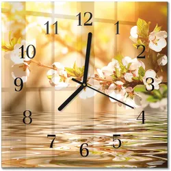 WANDUHR aus Glas 30x30 cm - Blumen