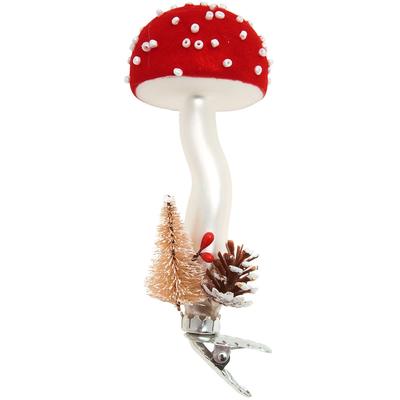 Weihnachtsbaumkugel KREBS GLAS LAUSCHA "Baumschmuck Fliegenpilz auf Klipp rot 10cm", rot, B:5cm H:10cm T:5cm Ø:10cm, Glas, Weihnachtsbaumkugeln, Dekoriert mit Liebe zum Detail