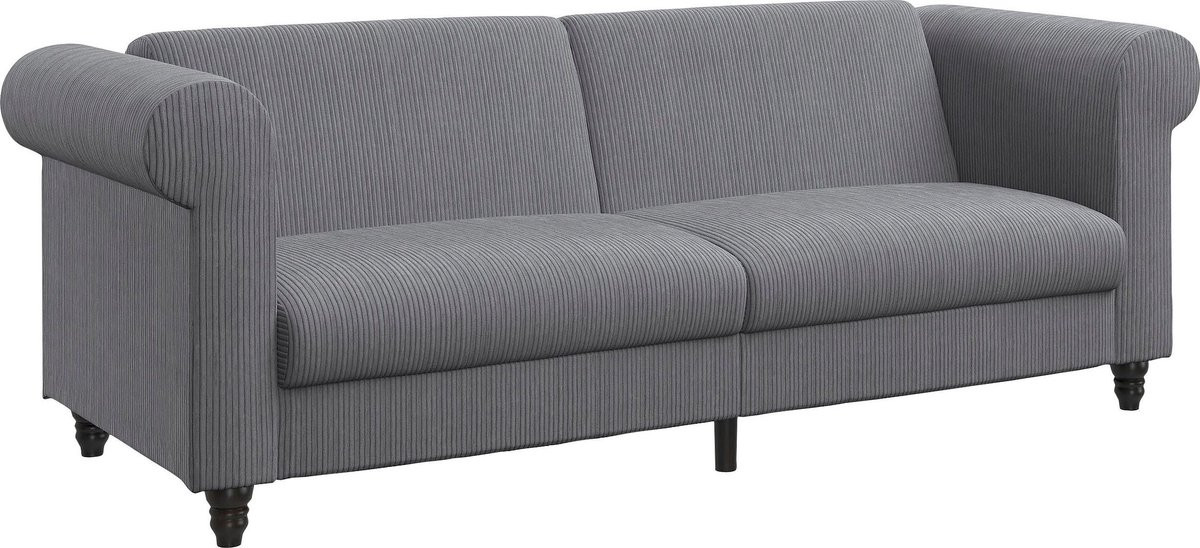 Felix II 3-Zits Slaapbank met Uitschuifbaar Bed - Antraciet Cord & Microvezel - Breedte: 236 cm