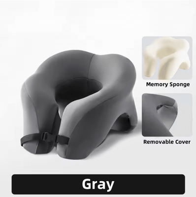 Inspire Essentials Portable Memory Foam Travel Pillow With Ergonomic U Shaped Neck Cushion gray