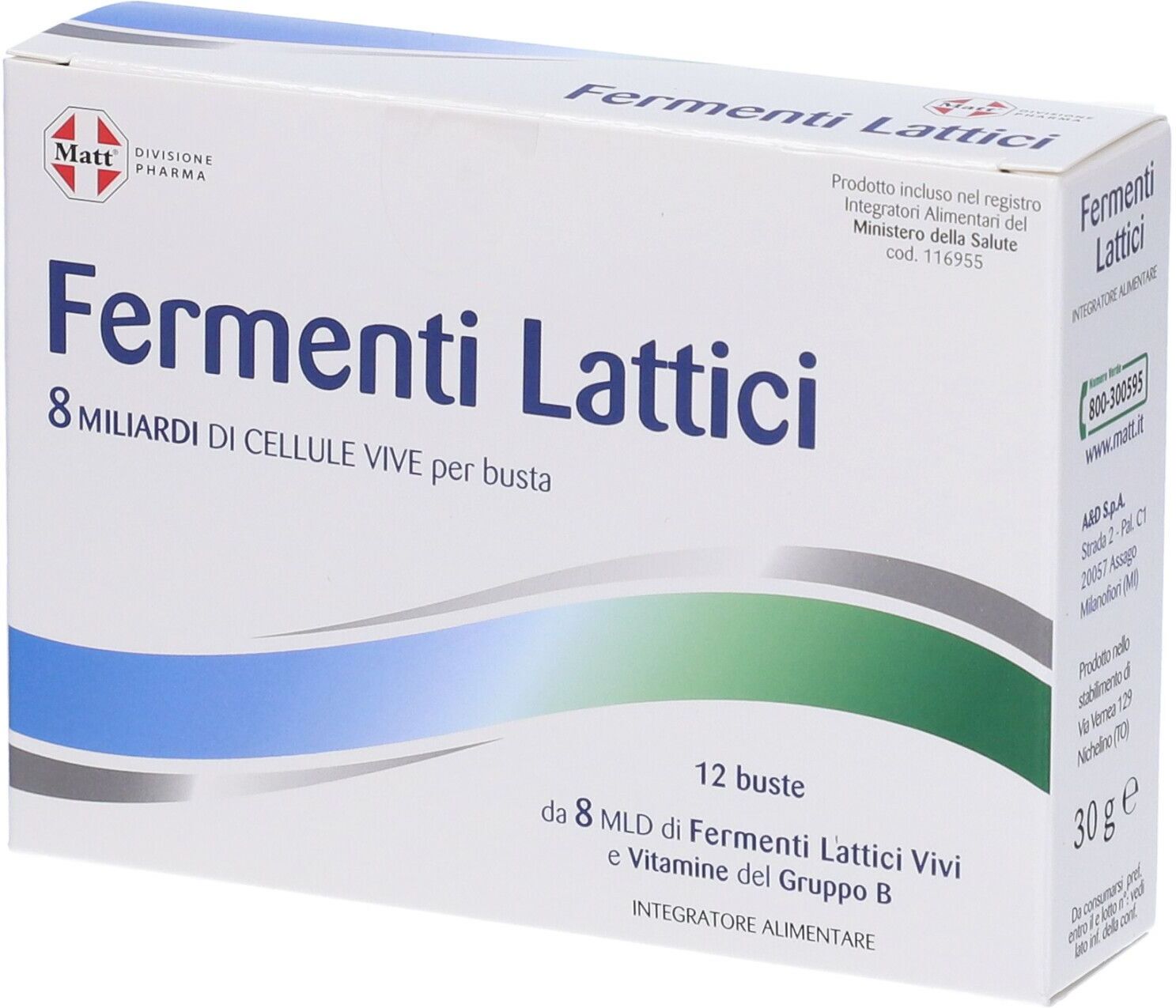 A&D SpA Gruppo Alimentare Diet Matt Pharma, Fermenti Lattici, 12 Bustine