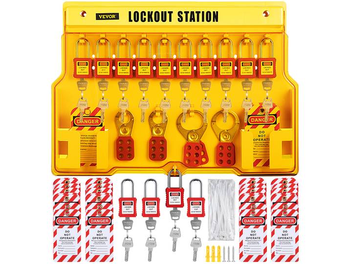 SucceBuy 26/58 pièces Kits de verrouillage 46 Kit de Loto de sécurité électrique 53 pièces industrielles comprend des cadenas Station de verrouillage personnel