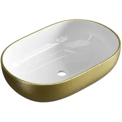 Planetmöbel Aufsatzwaschbecken 60 cm Gold Optik Keramik oval