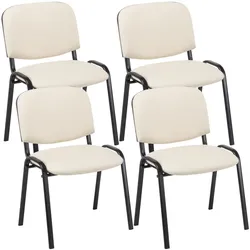 CLP 4er Set Besucherstuhl Ken Kunstleder creme