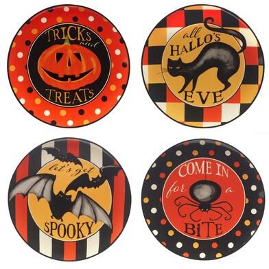 "Certified International Spooky Halloween 8.75"" Salad/Dessert Plate, Set of 4"