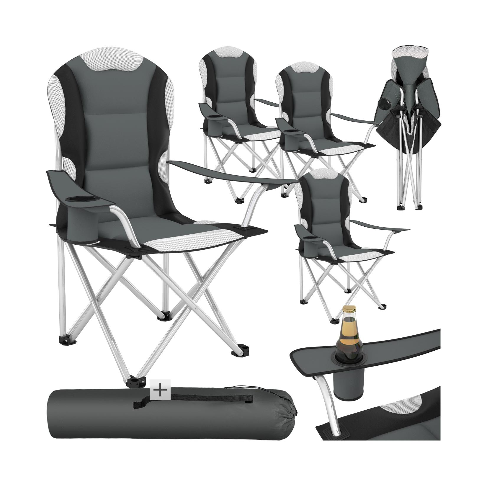 tectake® Campingstuhl, faltbar, gepolstert, geringes Gewicht, 60 x 88 x 110 cm