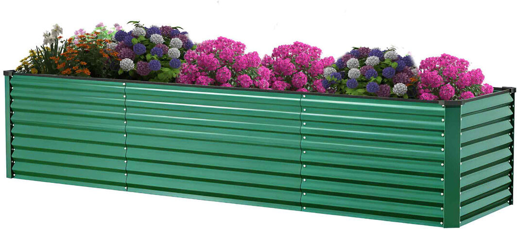 Dakota Fields Galvanised Metal Raised Garden Bed With Support Rod & Gloves Green 70cm H x 240cm W x 90cm D