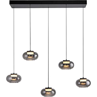 LED Pendelleuchte "SIA", silber (schwarz), 5, H: 80cm, 1 Stk., SCHÖNER WOHNEN-KOLLEKTION, Leuchten, SCHÖNER WOHNEN Kollektion, Höhenverstellbar, SimplyDim, Memoryfunktion, LED Pendelleuchte