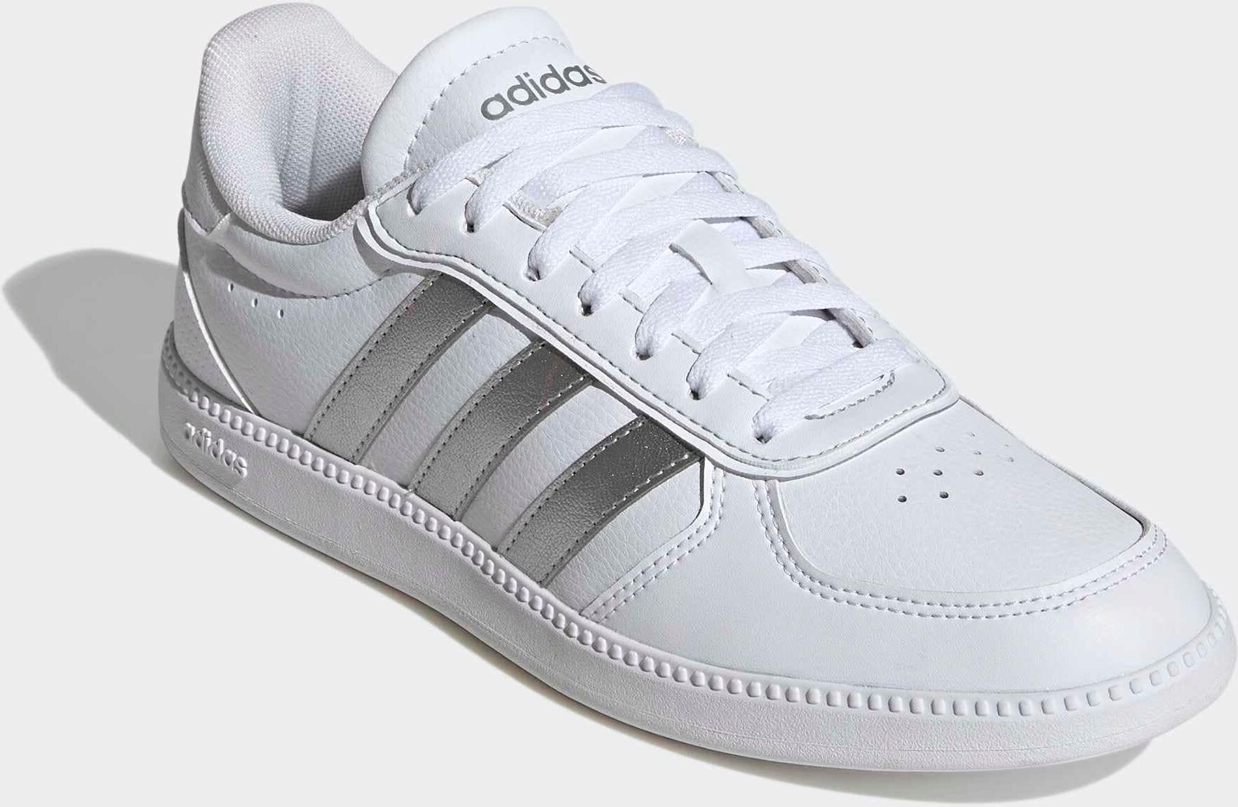 Sneaker ADIDAS SPORTSWEAR "BREAKNET SLEEK", Damen, Gr. 41, weiss (cloud weiß, silber metallic, cloud weiß), Synthetik, Schuhe Sneaker, inspiriert vom Design des adidas handball spezial cloud weiß, silber metallic, cloud weiß 41