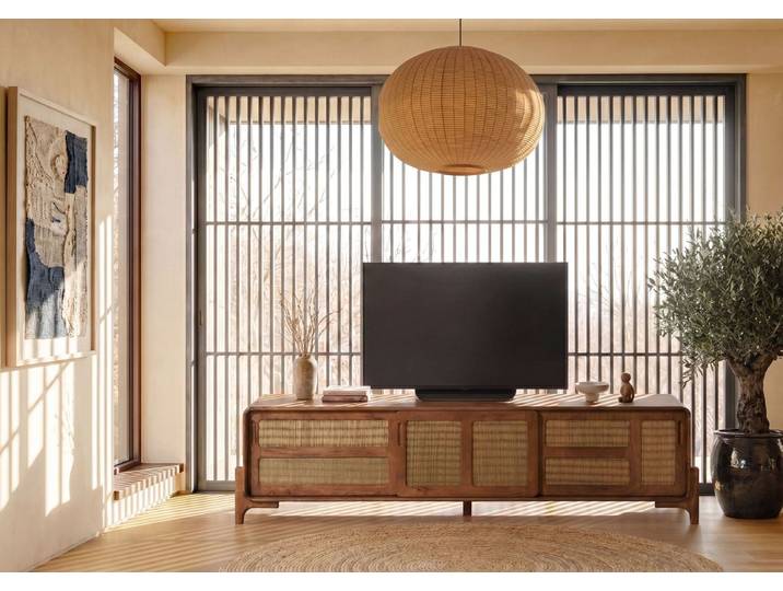TV-Board Mango/Seegras 200x40x50 hellbraun lackiert MIZUMI #108